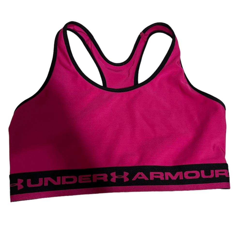 Hot Pink and Black Lightweight Under Armour Sports Bra, Size M